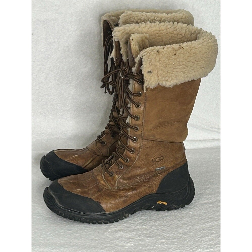 UGG Adirondack Boot Tall III Womens 8 Chestnut Vibram Leather Gortex Sheepskin